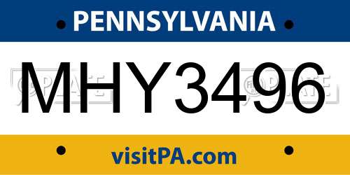 MHY3496 Pennsylvania License Plate