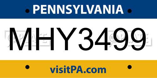 MHY3499 Pennsylvania License Plate