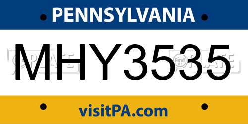 MHY3535 Pennsylvania License Plate
