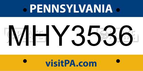 MHY3536 Pennsylvania License Plate