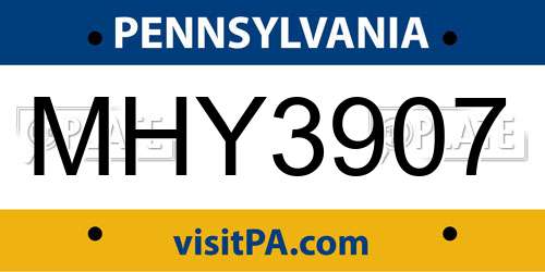 MHY3907 Pennsylvania License Plate
