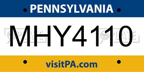 MHY4110 Pennsylvania License Plate