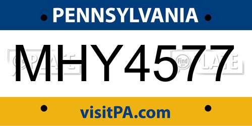 MHY4577 Pennsylvania License Plate
