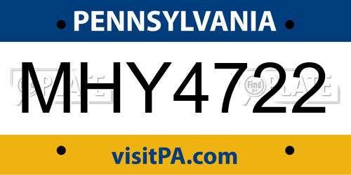 MHY4722 Pennsylvania License Plate