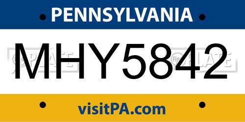 MHY5842 Pennsylvania License Plate