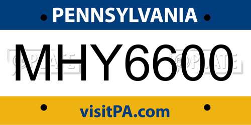 MHY6600 Pennsylvania License Plate