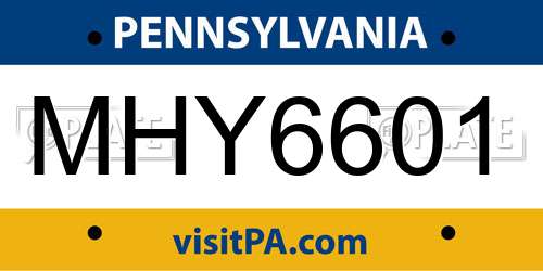 MHY6601 Pennsylvania License Plate
