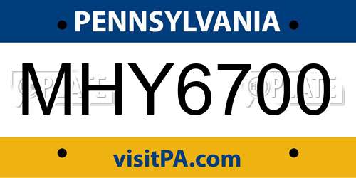 MHY6700 Pennsylvania License Plate