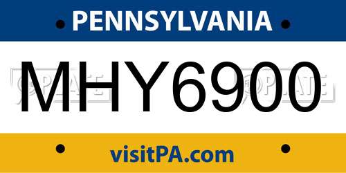 MHY6900 Pennsylvania License Plate