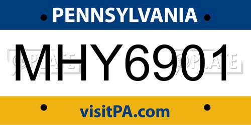 MHY6901 Pennsylvania License Plate