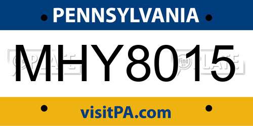 MHY8015 Pennsylvania License Plate