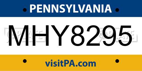 MHY8295 Pennsylvania License Plate