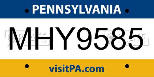 MHY9585 Pennsylvania License Plate