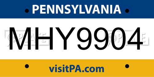 MHY9904 Pennsylvania License Plate