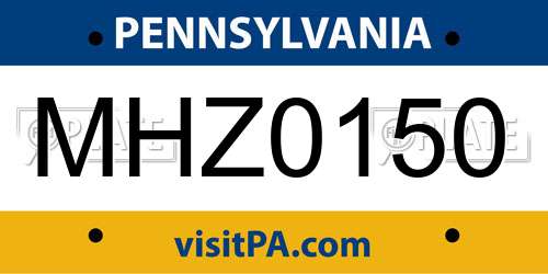 MHZ0150 Pennsylvania License Plate