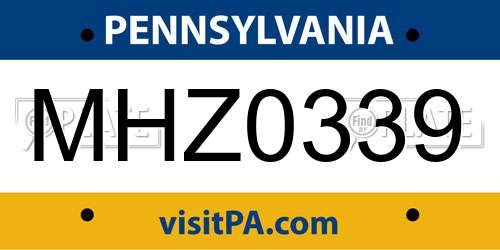 MHZ0339 Pennsylvania License Plate
