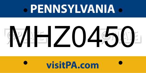 MHZ0450 Pennsylvania License Plate