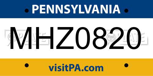 MHZ0820 Pennsylvania License Plate