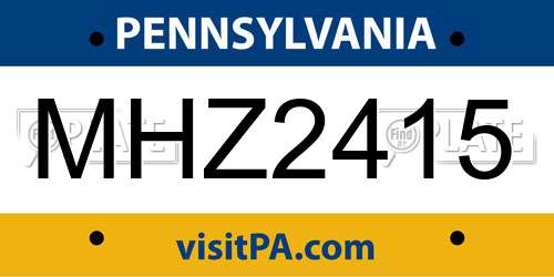 MHZ2415 Pennsylvania License Plate