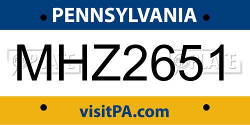 MHZ2651 Pennsylvania License Plate