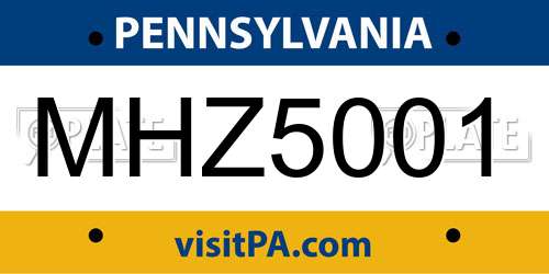 MHZ5001 Pennsylvania License Plate