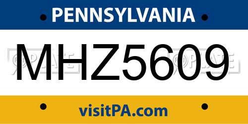 MHZ5609 Pennsylvania License Plate