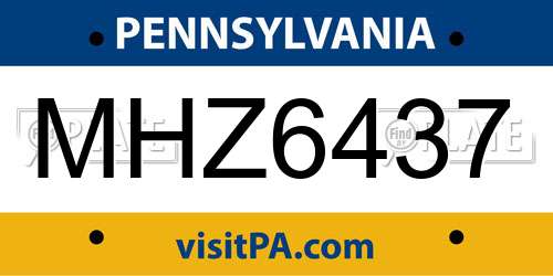 MHZ6437 Pennsylvania License Plate