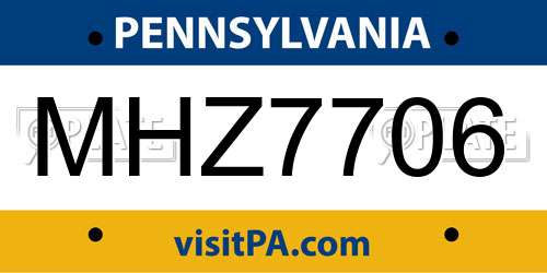 MHZ7706 Pennsylvania License Plate