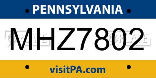 MHZ7802 Pennsylvania License Plate