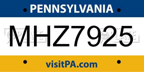 MHZ7925 Pennsylvania License Plate