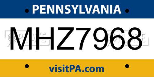 MHZ7968 Pennsylvania License Plate