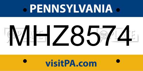 MHZ8574 Pennsylvania License Plate