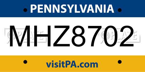 MHZ8702 Pennsylvania License Plate