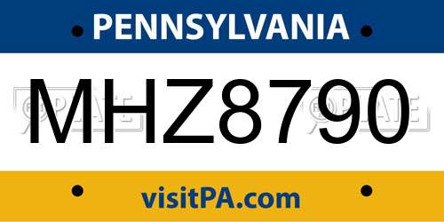 MHZ8790 Pennsylvania License Plate