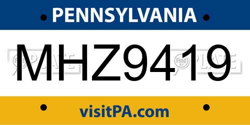 MHZ9419 Pennsylvania License Plate