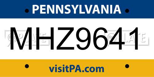 MHZ9641 Pennsylvania License Plate