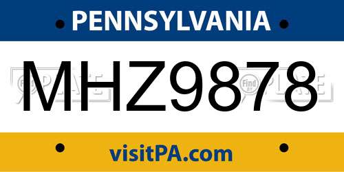 MHZ9878 Pennsylvania License Plate