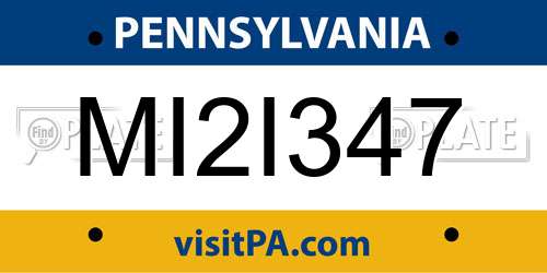 MI2I347 Pennsylvania License Plate
