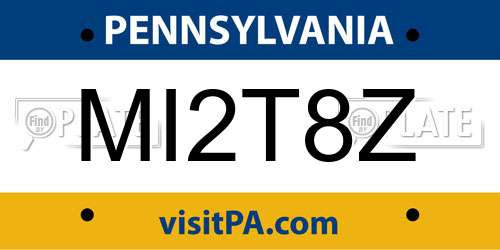 MI2T8Z Pennsylvania License Plate