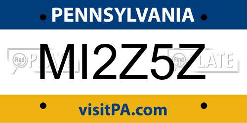 MI2Z5Z Pennsylvania License Plate