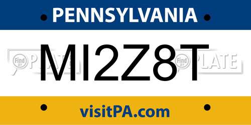 MI2Z8T Pennsylvania License Plate