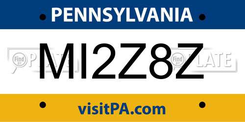 MI2Z8Z Pennsylvania License Plate