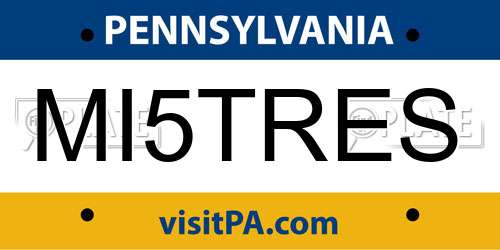 MI5TRES Pennsylvania License Plate