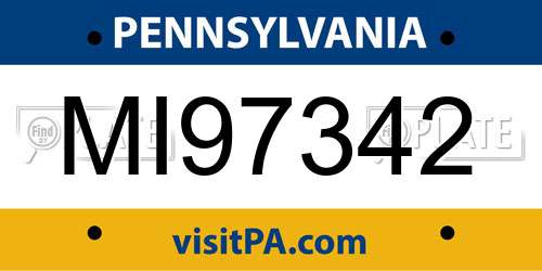 MI97342 Pennsylvania License Plate