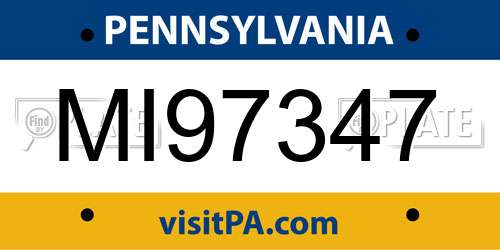 MI97347 Pennsylvania License Plate