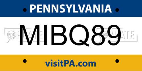 MIBQ89 Pennsylvania License Plate