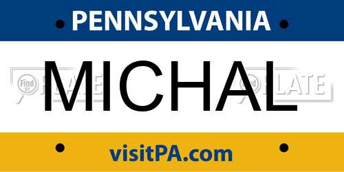 MICHAL Pennsylvania License Plate