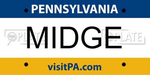 MIDGE Pennsylvania License Plate