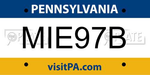 MIE97B Pennsylvania License Plate