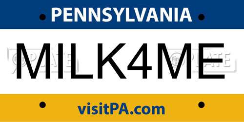 MILK4ME Pennsylvania License Plate
